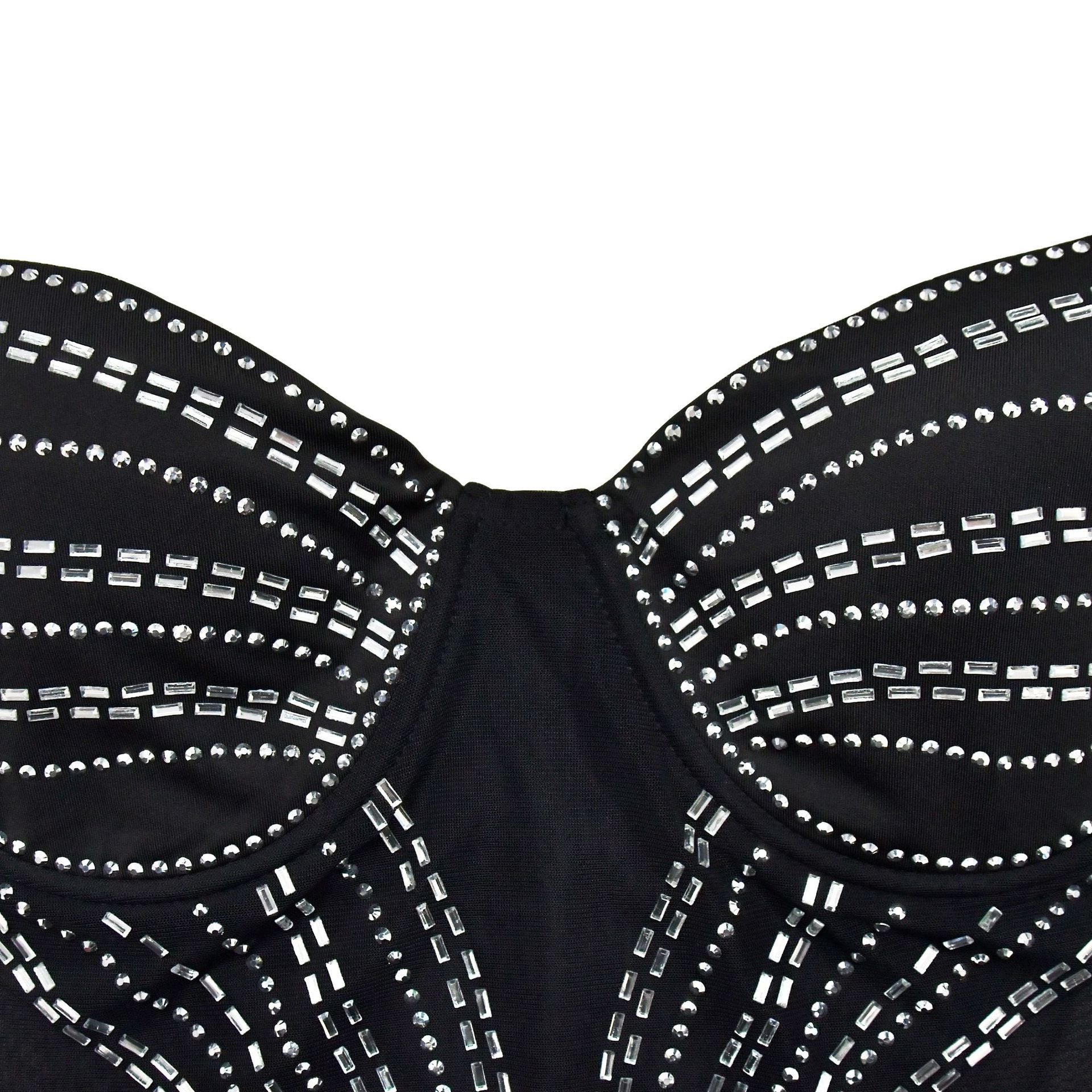 Fashion Women's Solid Color Mesh Beaded Strap Long Dress 16