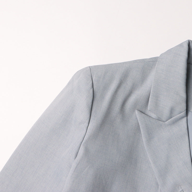 Women Autumn and Winter Fake Two Piece Patchwork Denim Blazer 9