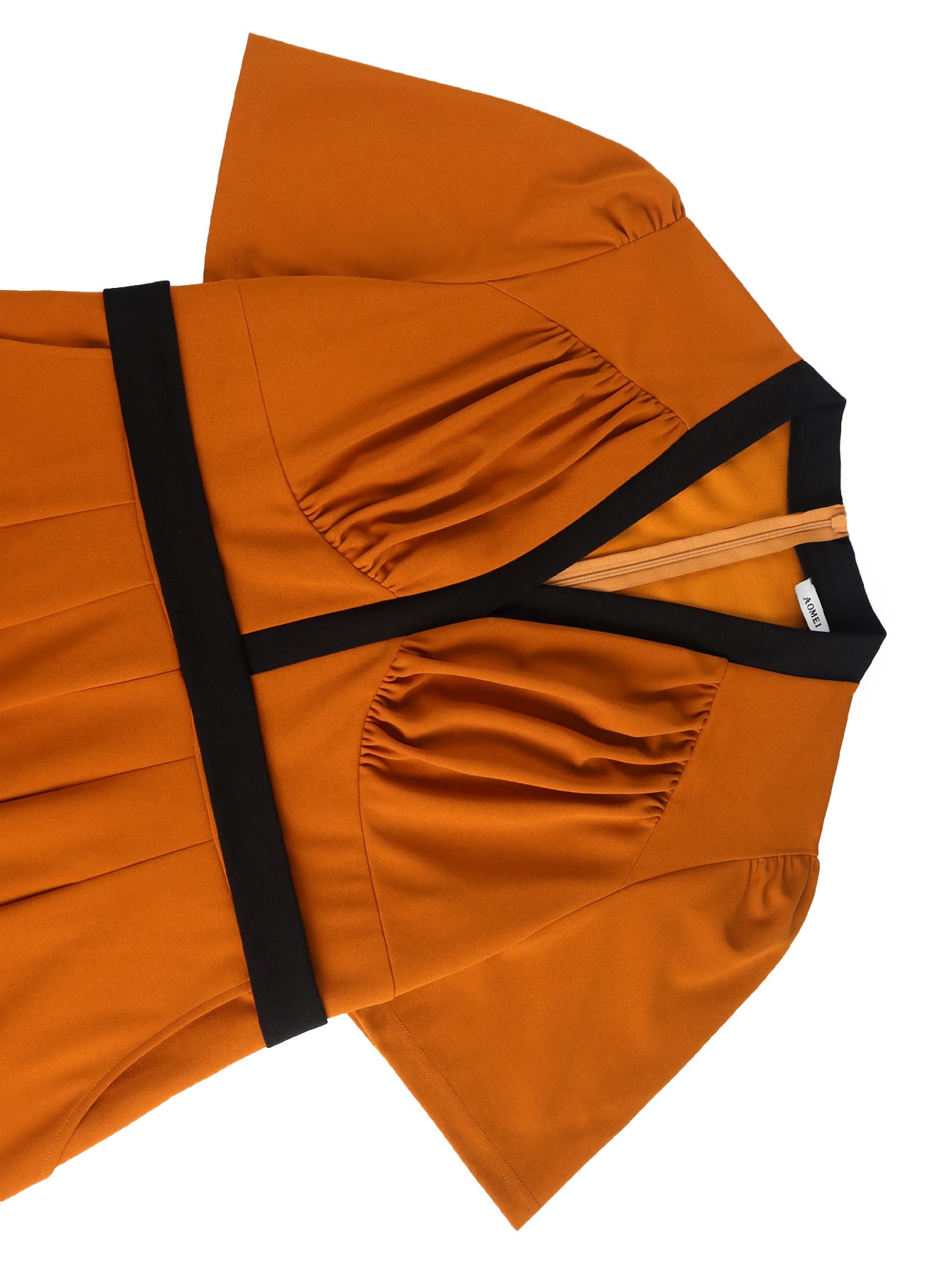 Plus Size V-Neck Pleated Color-Matching Slim Waist Elegant Wide-Leg Jumpsuit 11