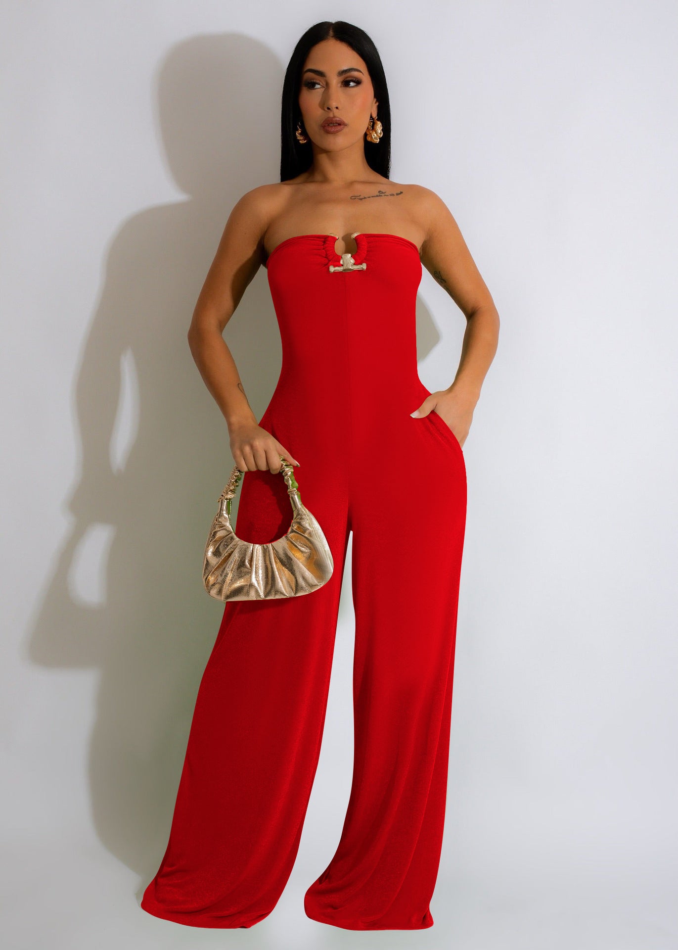 Women Solid Lacey Wide Leg Jumpsuit