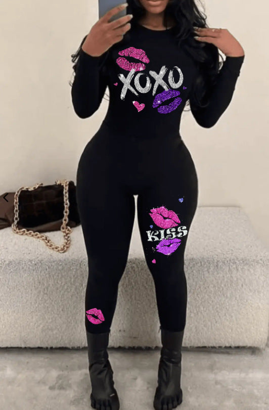 Women long sleeve printed jumpsuits 3