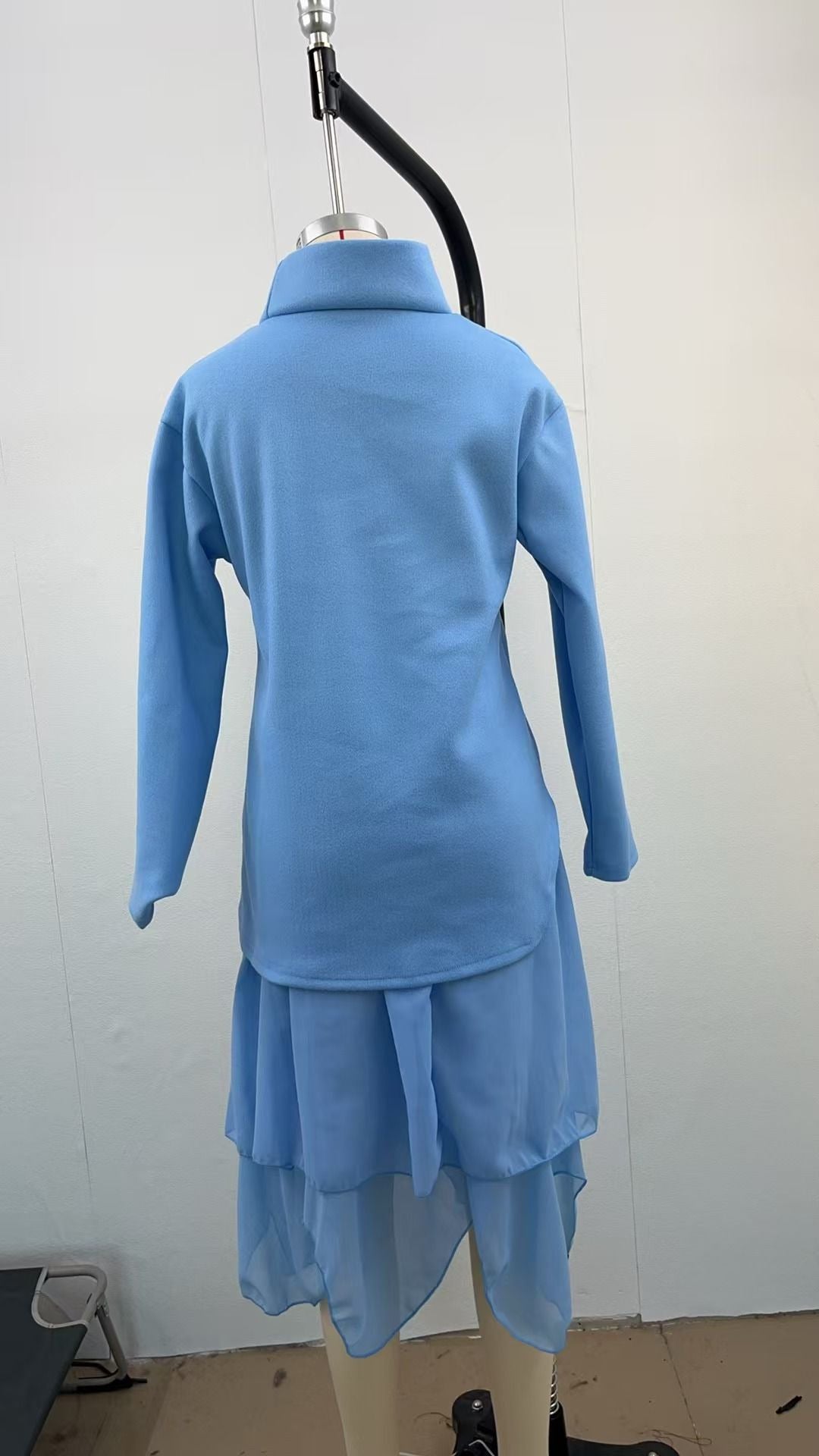 Women Fall/Winter Casual Mesh Top and Skirt Two-piece Set 17