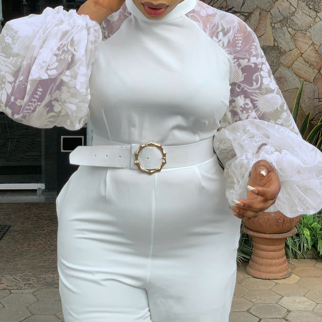 Women's Fall Long Sleeve Slim Fit Chic Casual Straight Jumpsuit 5