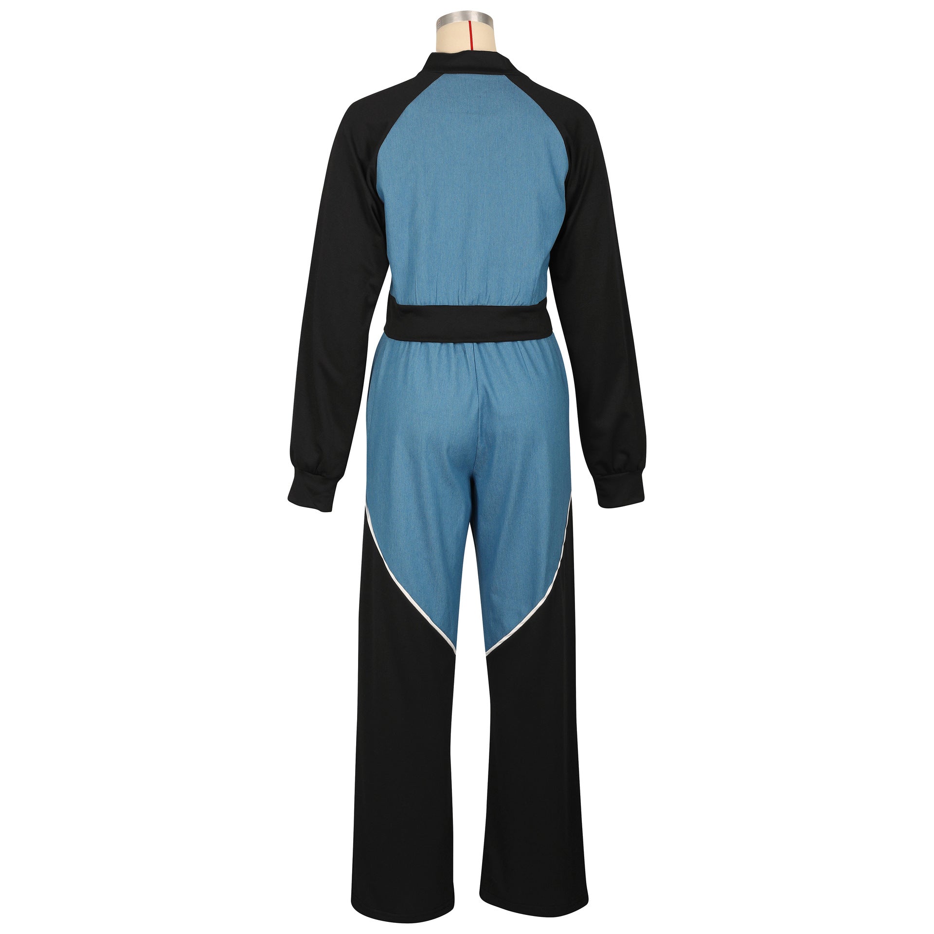 Women Denim Patchwork sports Hoodies and Pants two-piece set 7