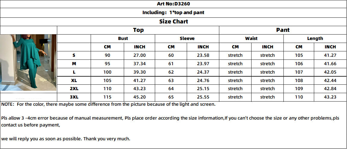 Plus Size Women Long Sleeve Top and Wide Leg Pants Set 5