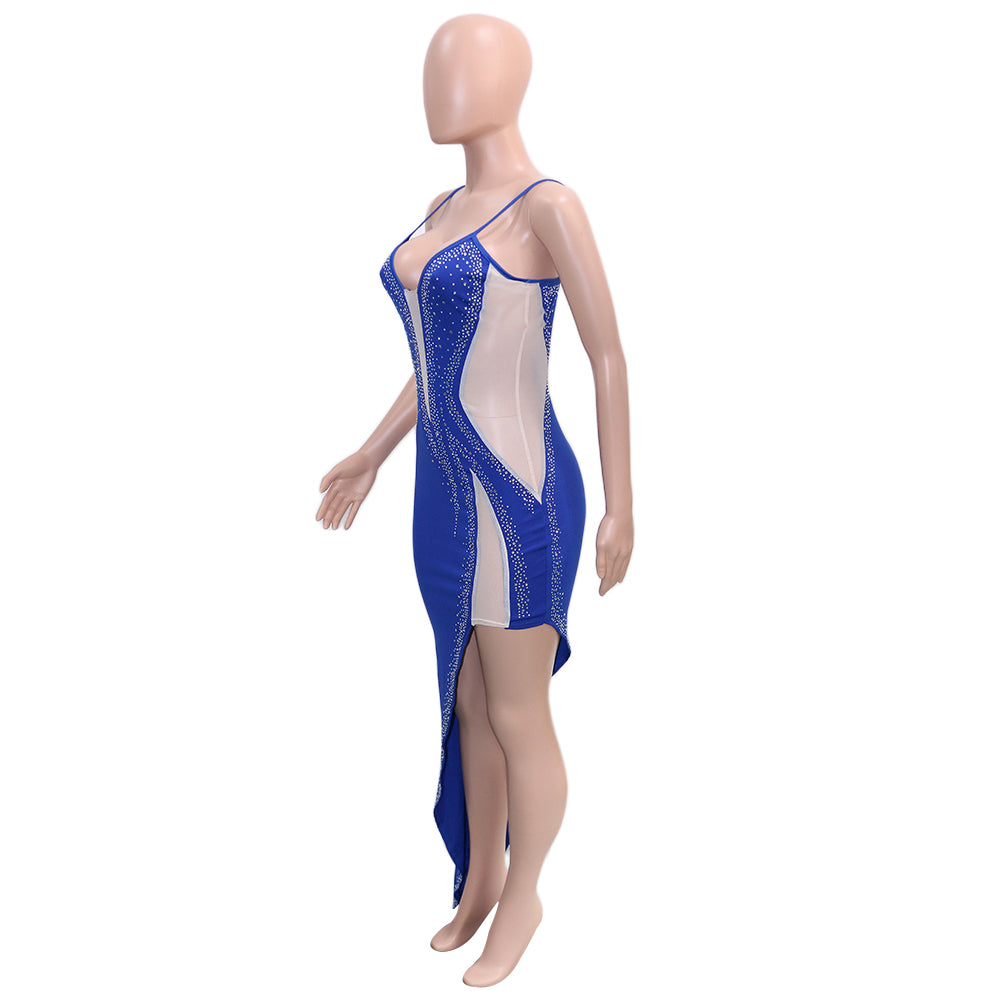 Women Sexy Beaded Sleeveless Mesh See-Through Maxi Dress 21