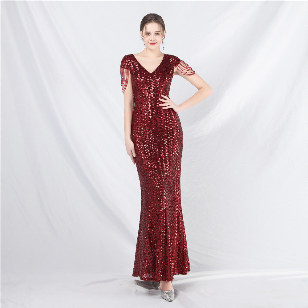 Plus Size Women Formal Party Sequin Evening Dress