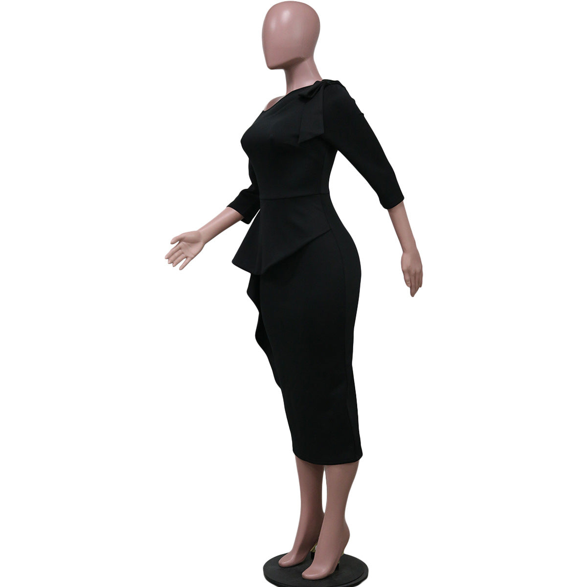 Women Irregular off-the-shoulder three-quarter sleeve dress 8