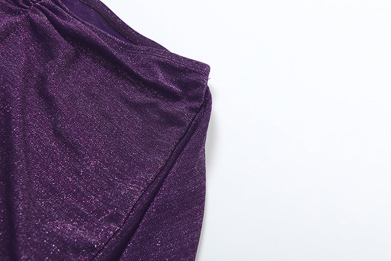 Women summer sexy Solid one-shoulder Halter Neck Strapless Top and Skirt two-piece set 13