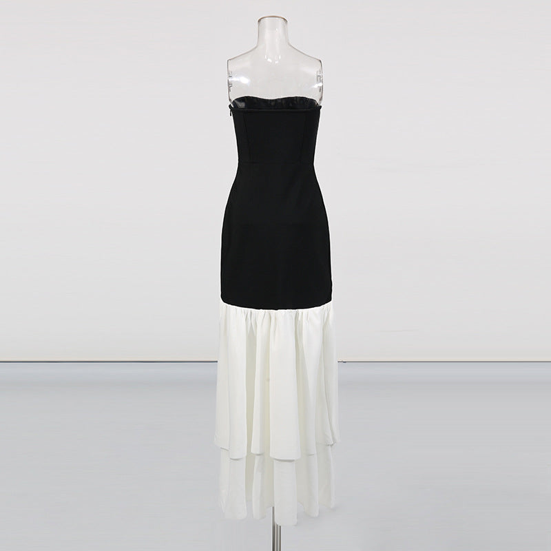 Chic Elegant Black & White Strapless Bandage Dress 7