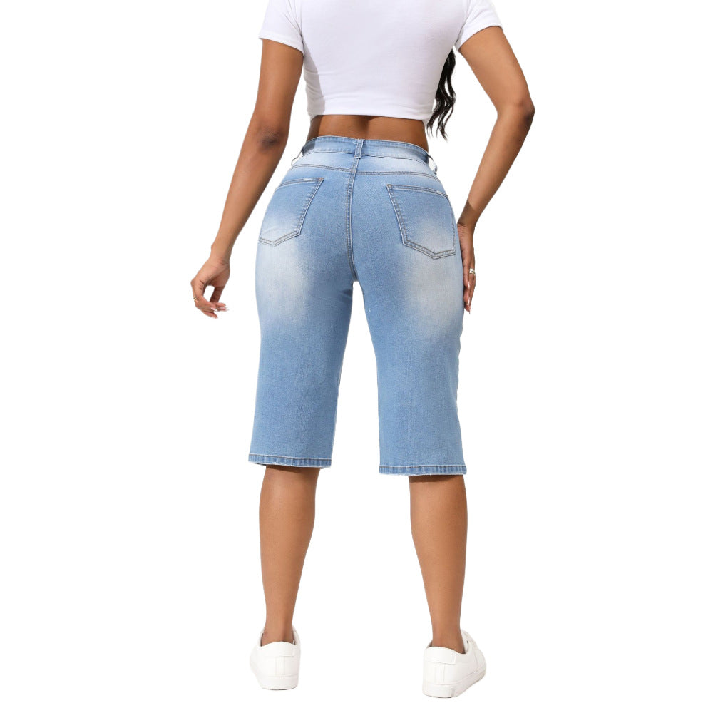 Women's Stretch Ripped Denim Summer Shorts 3