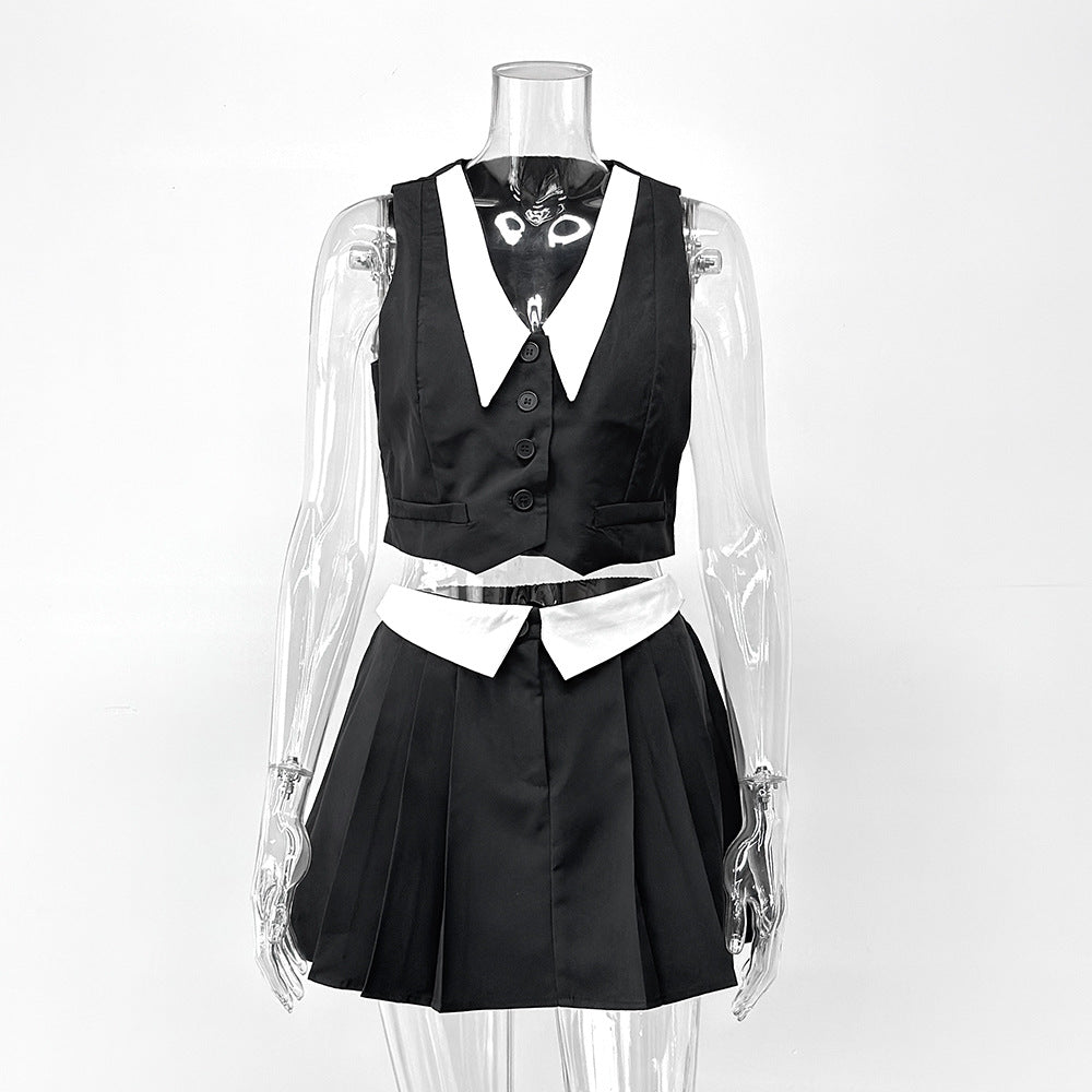 Summer Sexy Women's Sleeveless Button-Up Vest & Mini Skirt Set 6