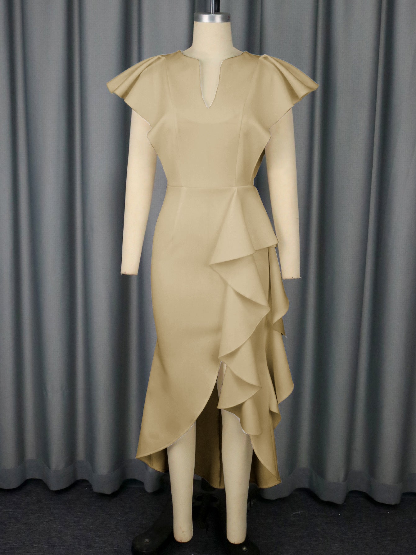 Plus-Size Women Ruffle Irregular Formal Party Dress 6