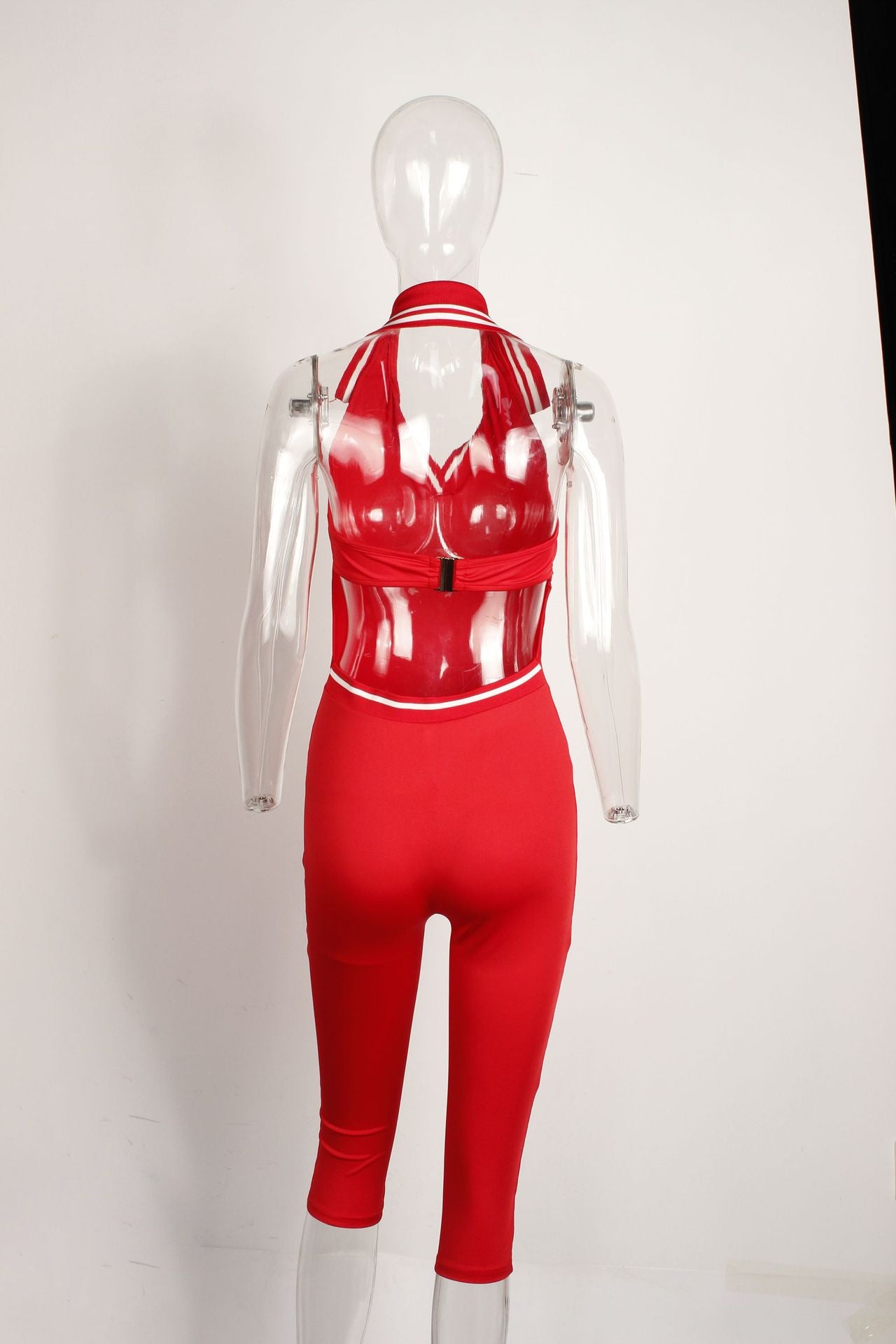 Women Summer Sexy Sleeveless Solid Backless Halter Neck Romper 4