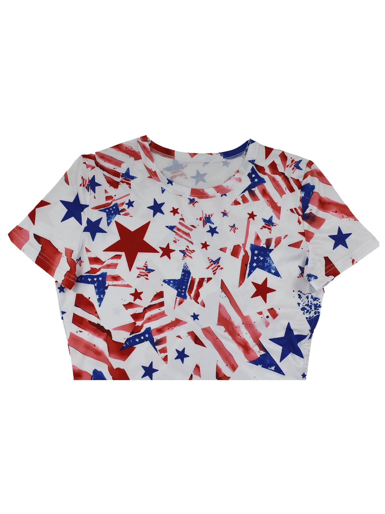 Sexy Stars And Stripes Print Short Sleeve Drawstring Irregular Casual Dress 5