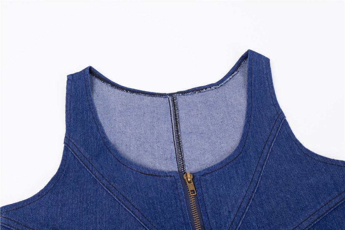 Women Sleeveless Denim Dress 9