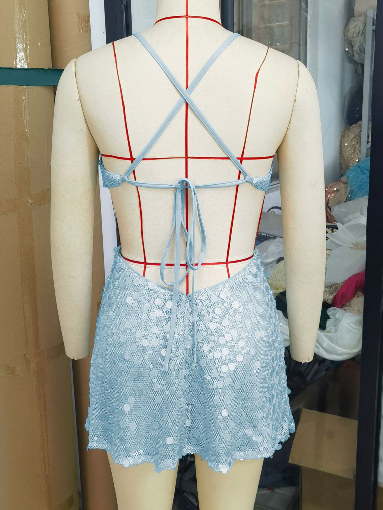Sexy Low Back Sequin Strap Dress women's beach dress 8