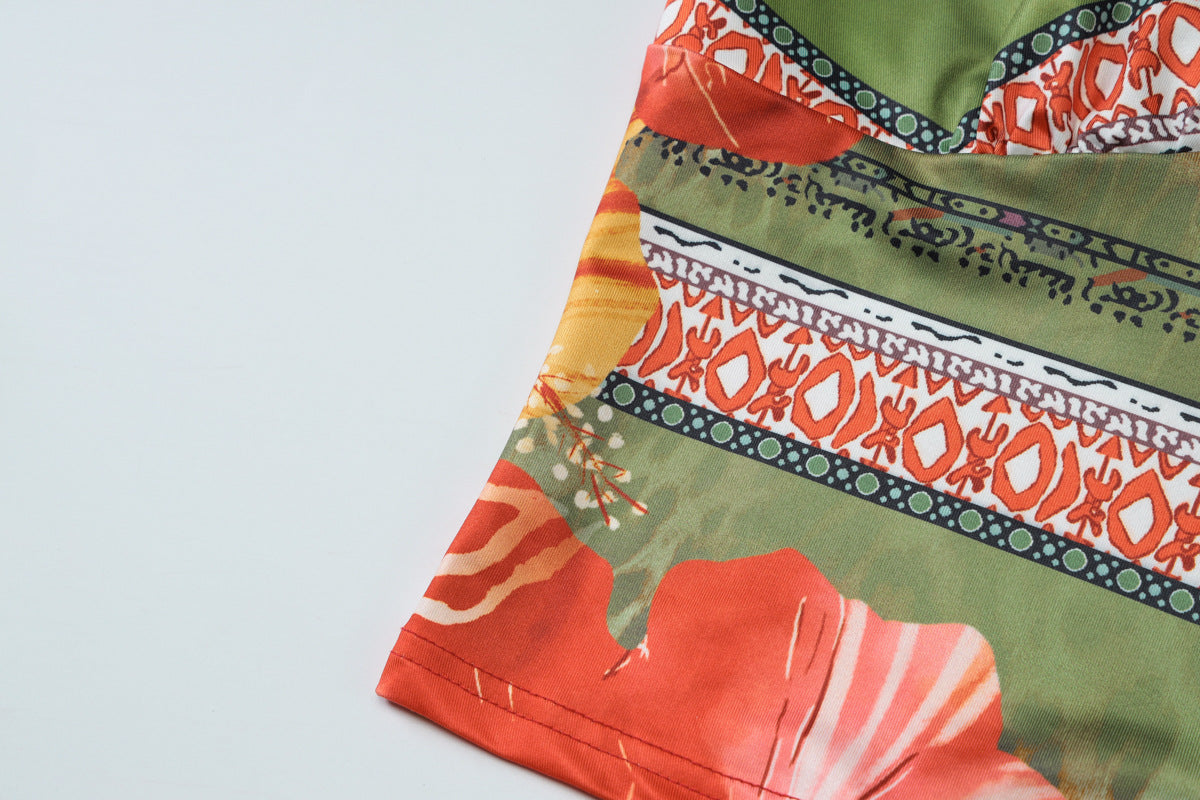 Women's summer sexy v-neck Halter Neck lace vest high waist skirt two-piece set 11