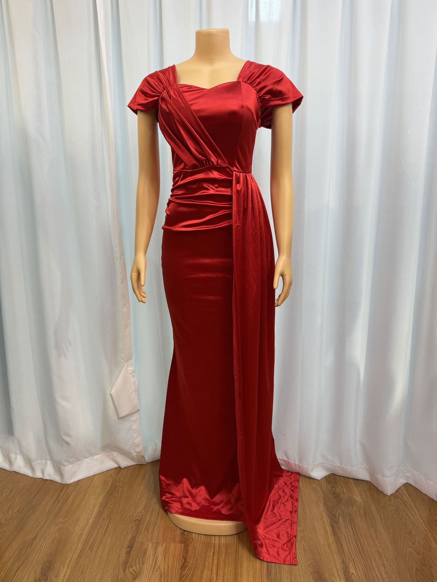 Solid Color Sexy Low-Back Slim Asymmetrical Long Dress 6