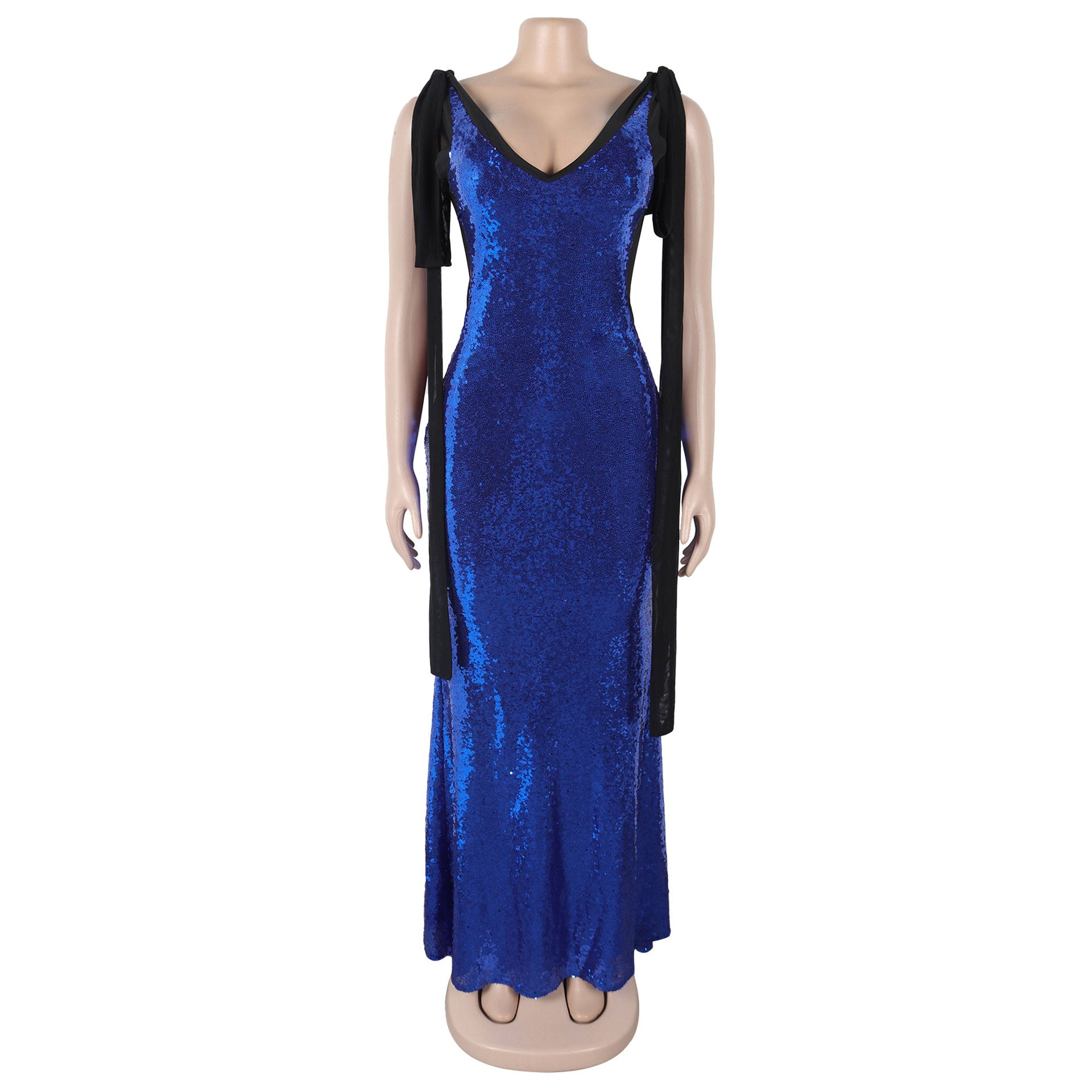 Women Sexy Lace-Up V-neck Sequin Dress 9