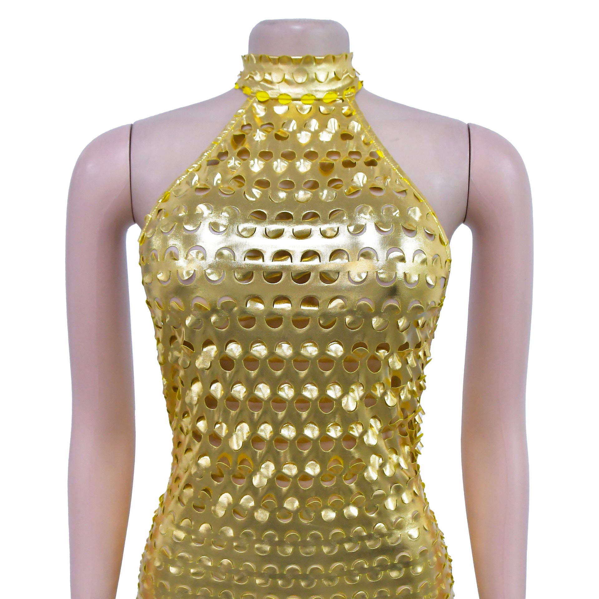 Fashion Women's Solid Color Sleeveless Low Back Halter Neck club Dress 22