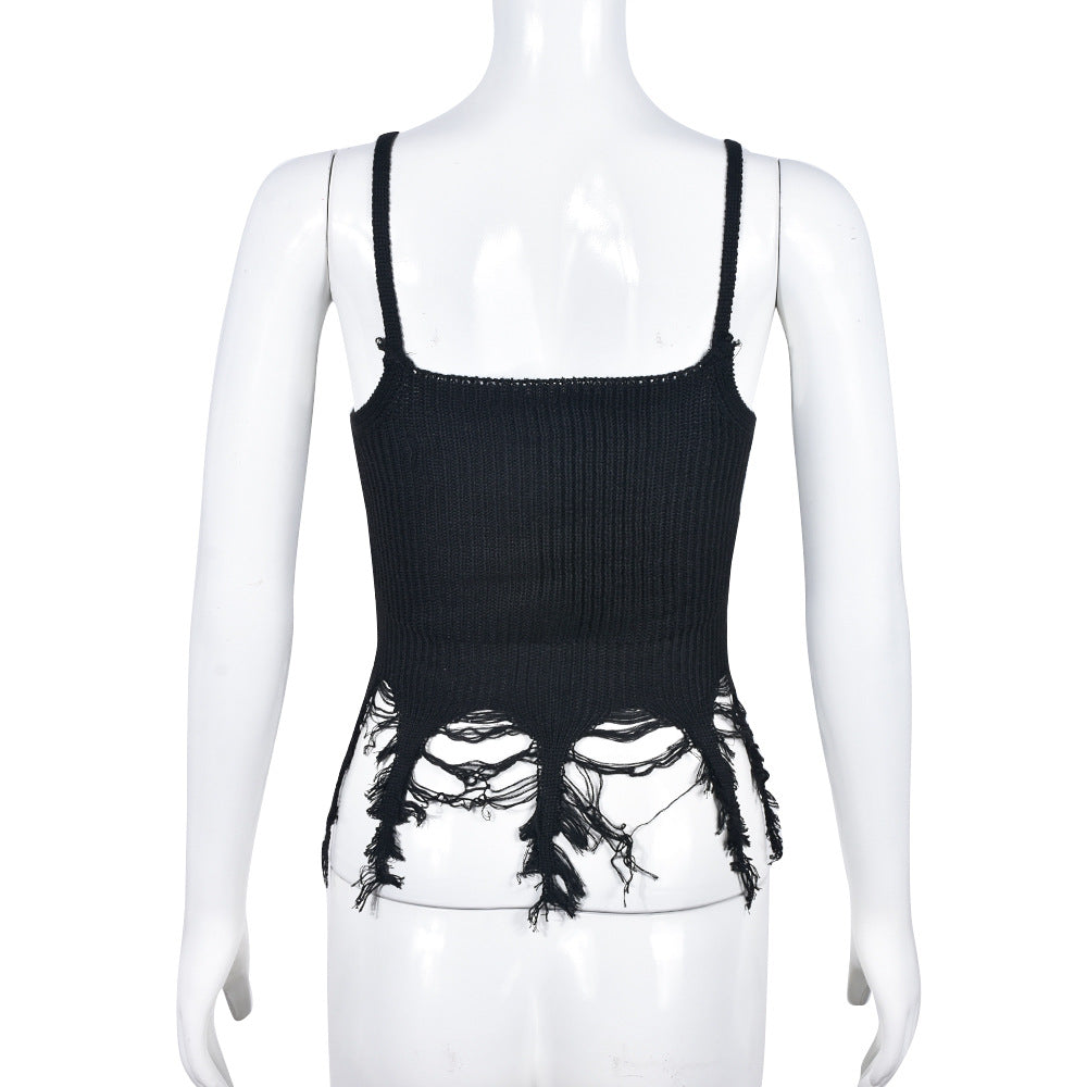 Women's Summer Strap Tassel Trendy Sexy Knitting Top 11