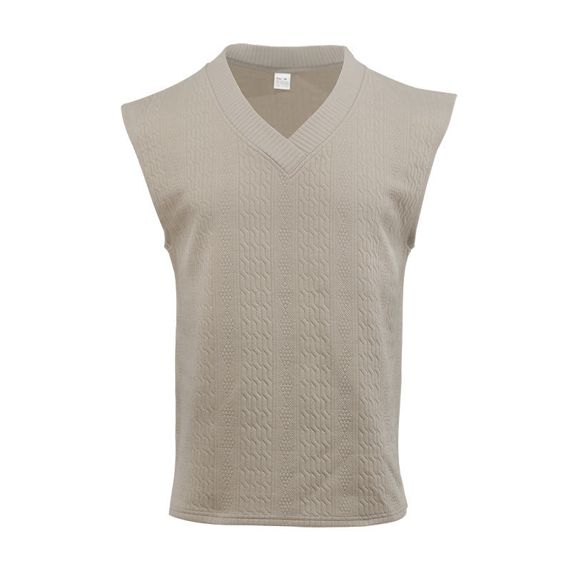 Men's Summer Loose Sleeveless T-Shirt Shorts Men's Summer Casual Jacquard Knitting Set 44