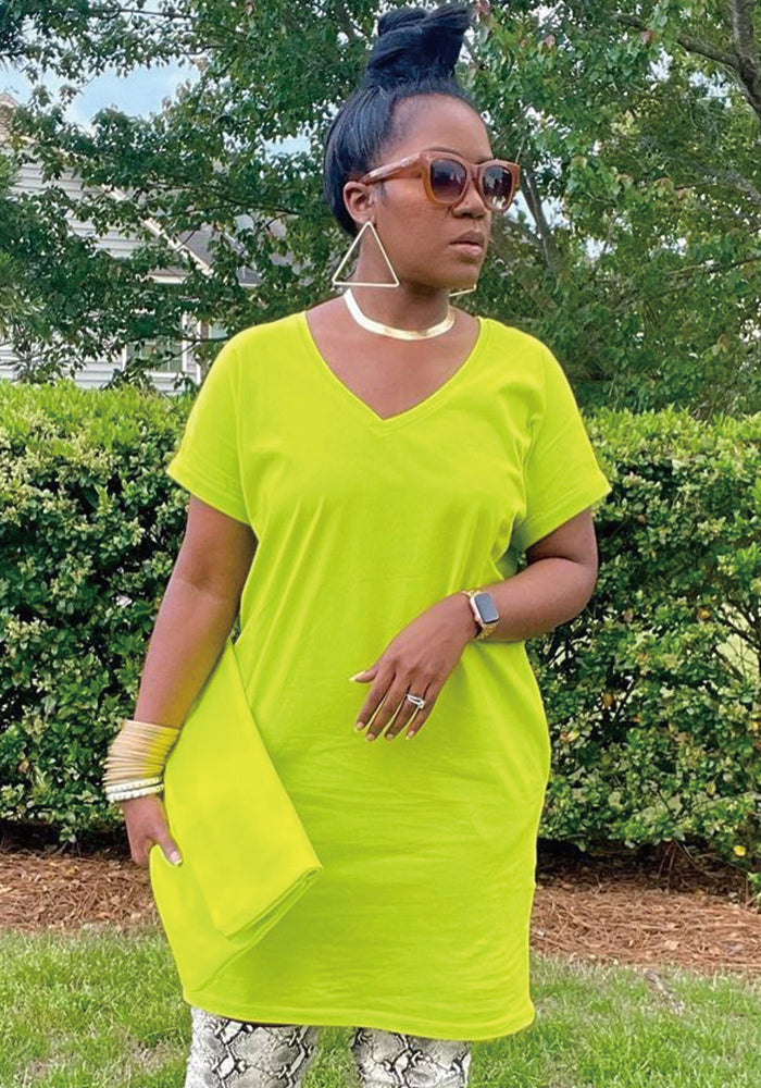 Women's V-Neck Solid Color Women's Fashion Dress