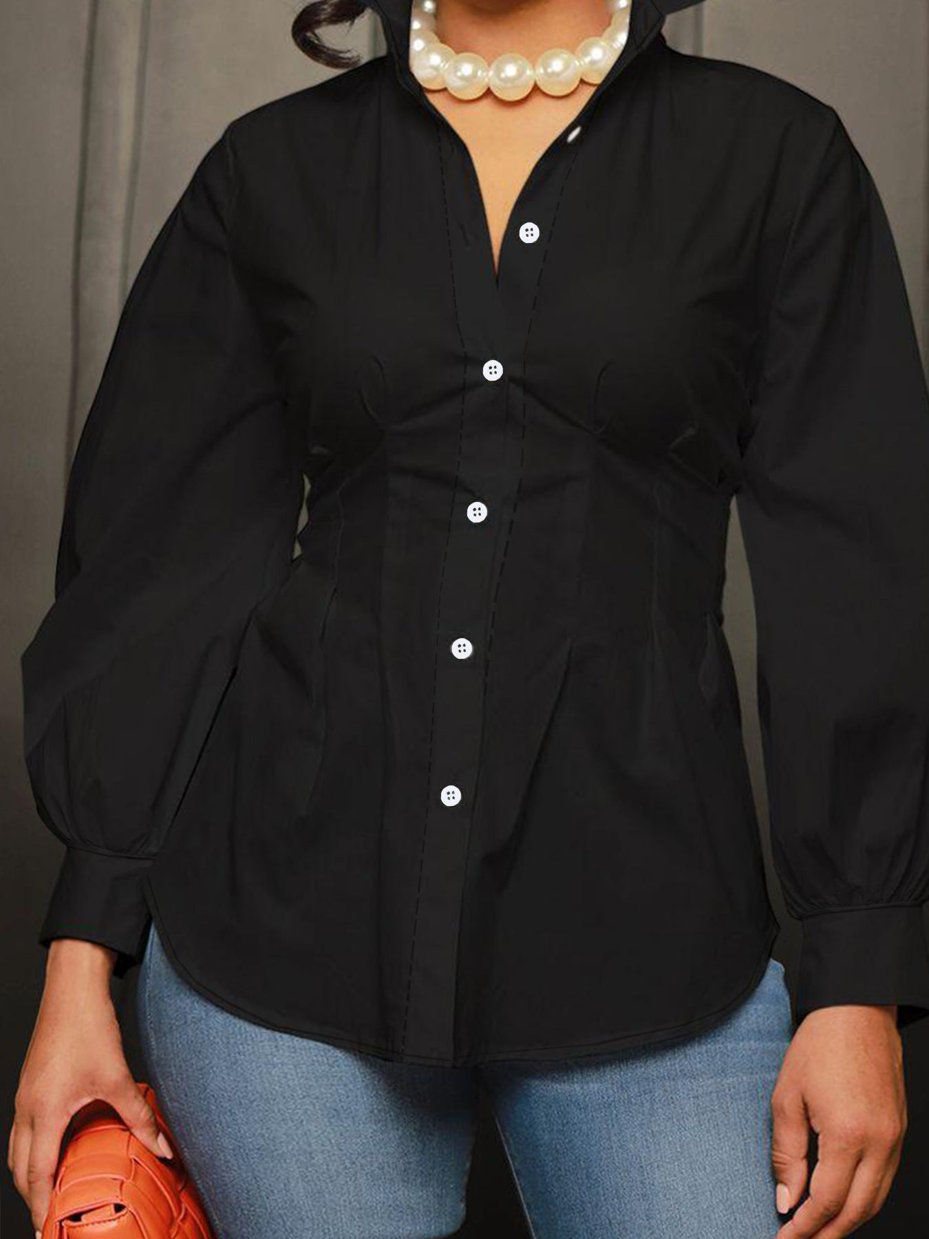 Sexy Slim Solid Color Button Shirt Top 6