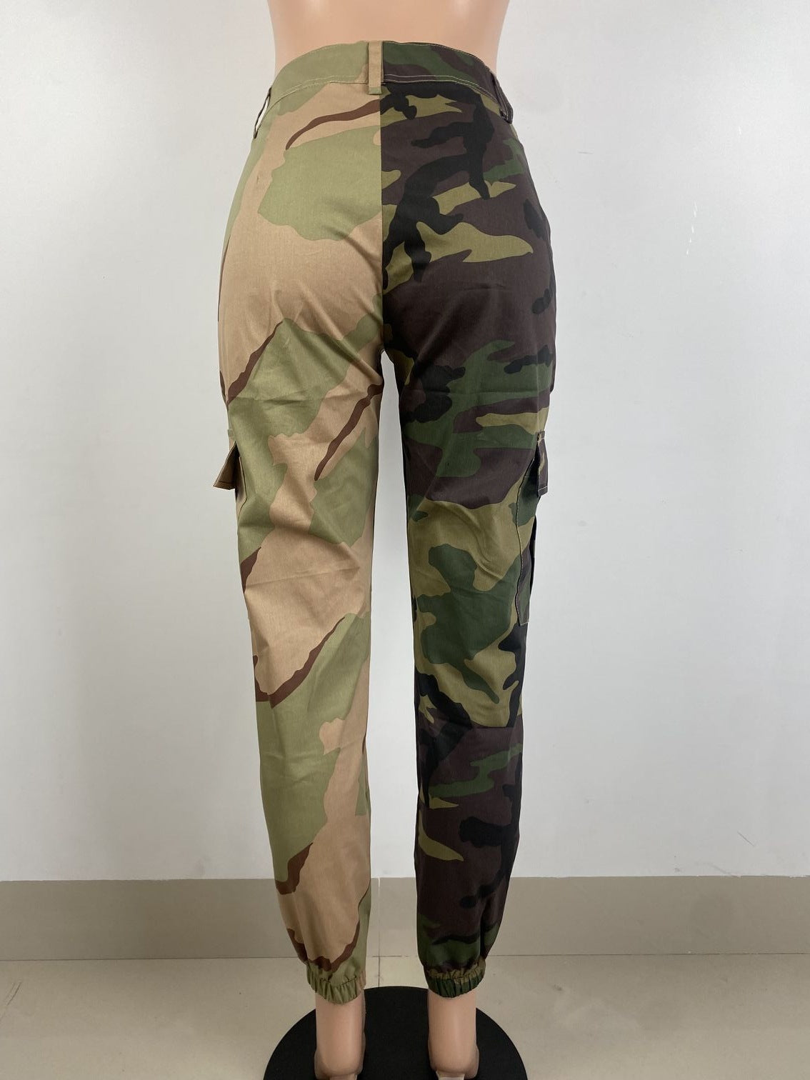 Women's Fashion Style Contrast Patchwork Camo Cargo Pants 10