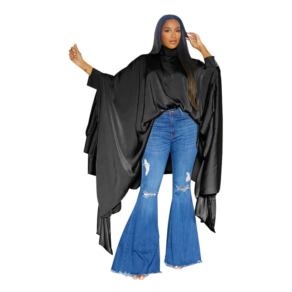 Women Fall Pleated Solid Shirt 10