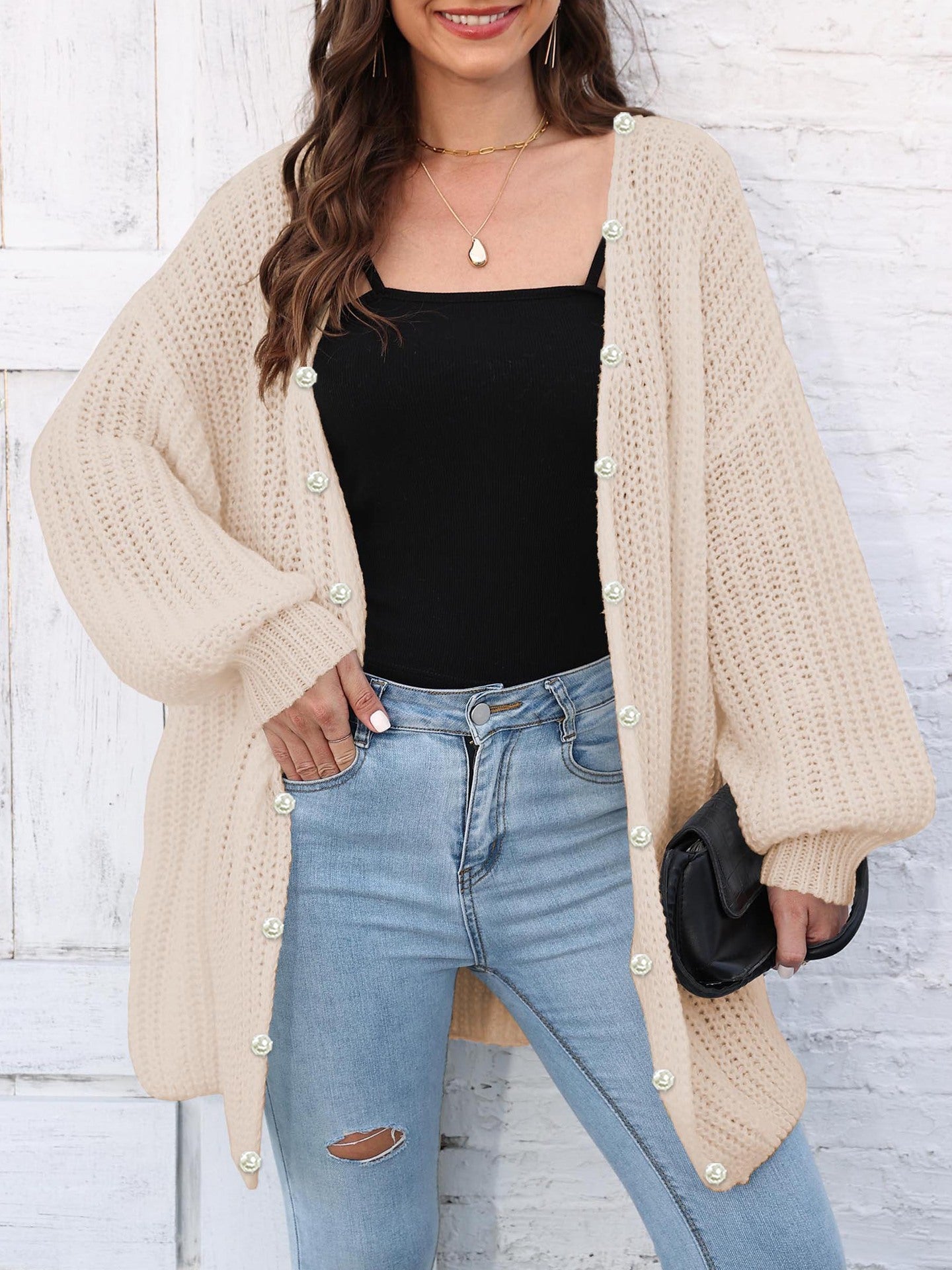 Ladies Autumn Winter Knitted Sweater Loose Casual Cardigan 11