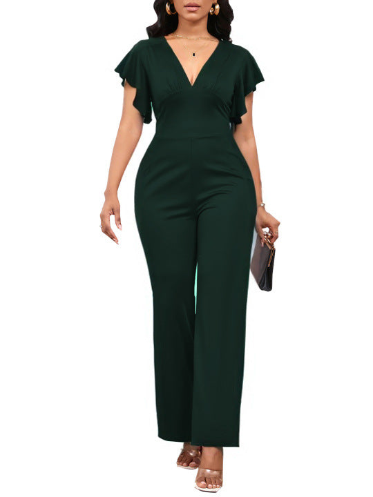 Women Sexy Solid V Neck Women Jumpsuit 15