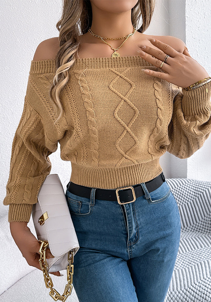Autumn Winter Casual Solid Off Shoulder Long Sleeve Women Pullover Sweater
