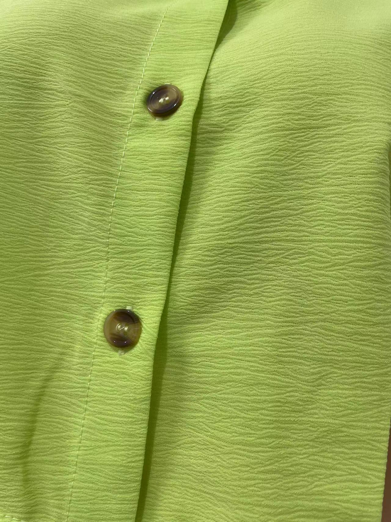 Women turndown collar shirt and nine-point wide-leg pants two-piece set 15