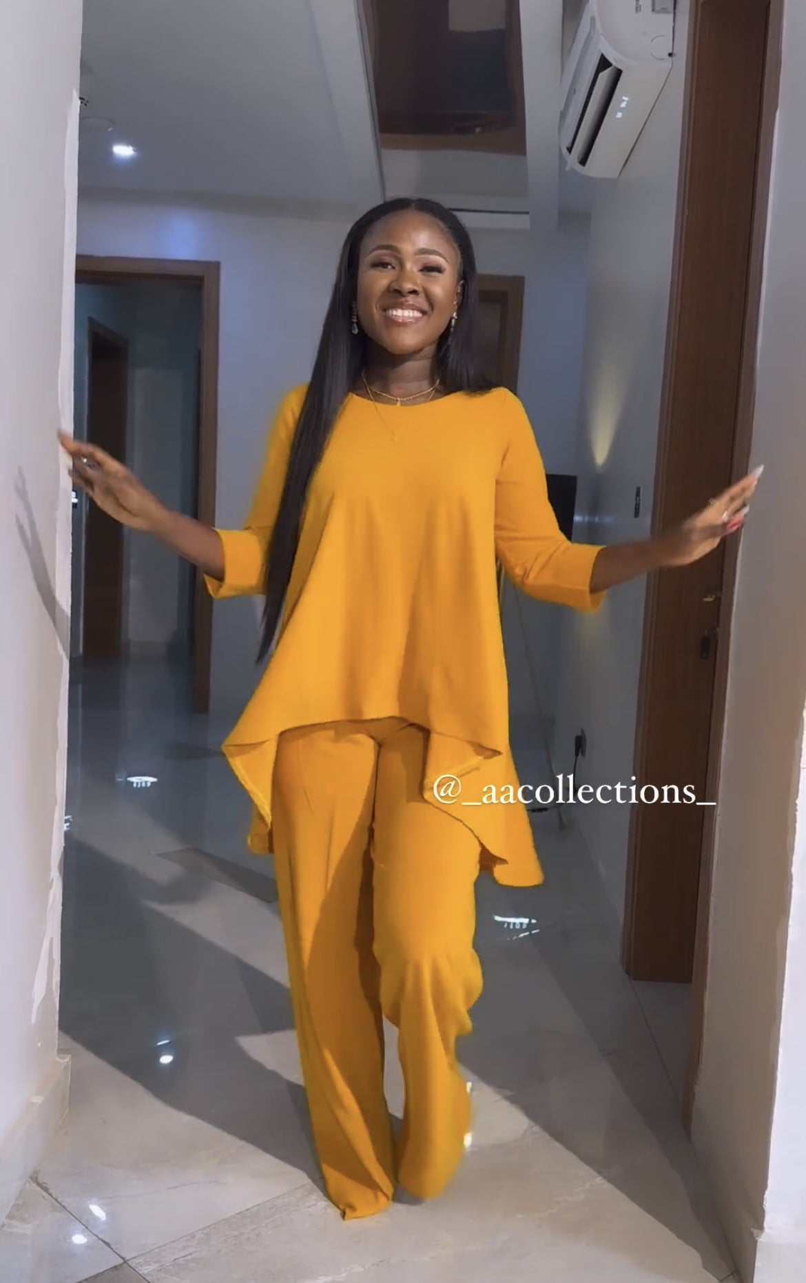 Women Irregular Hem Solid Top and Pant Two-piece Set 4