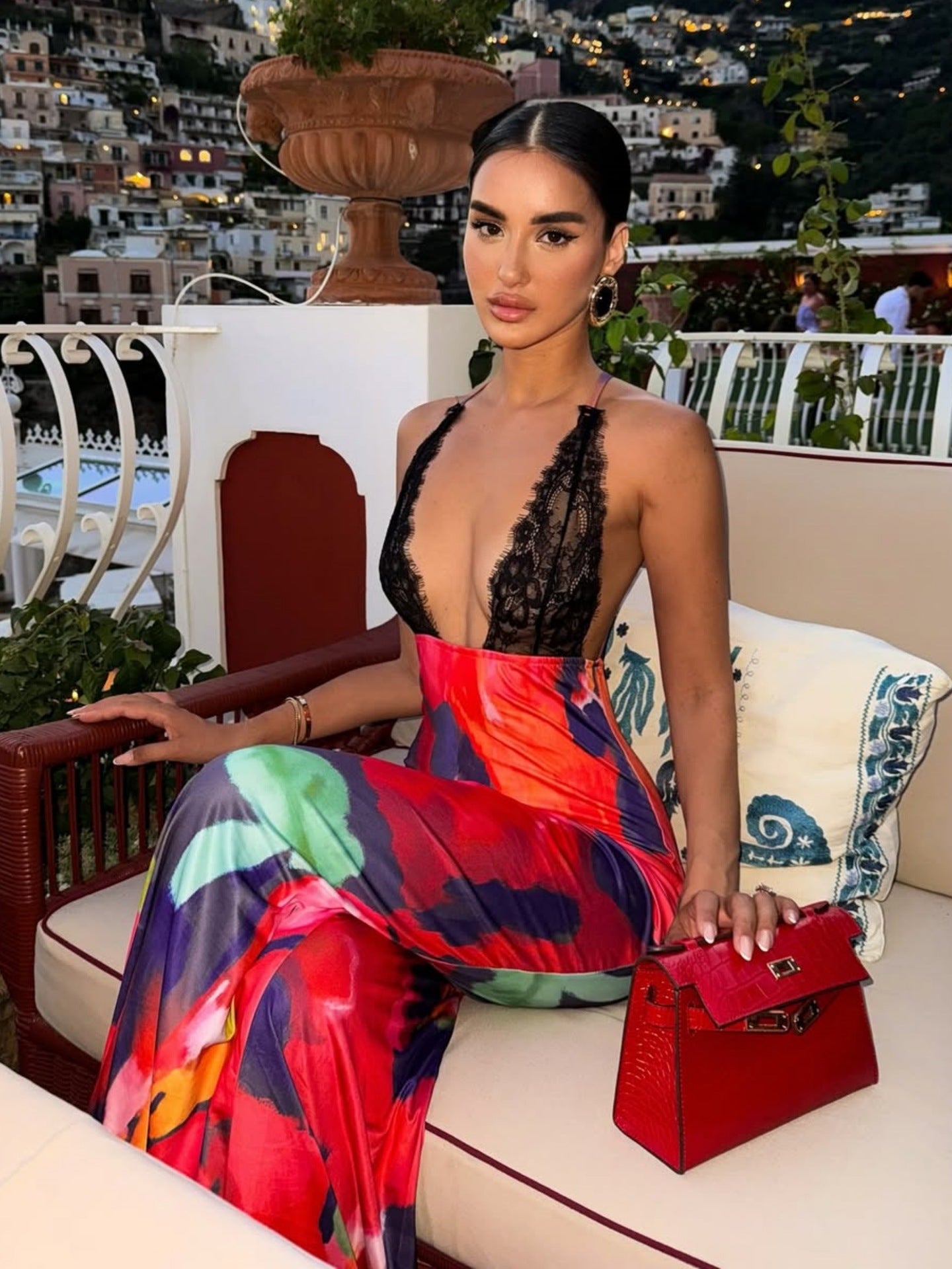 Women Summer Sexy V-Neck Printed Sleeveless Strap Dress