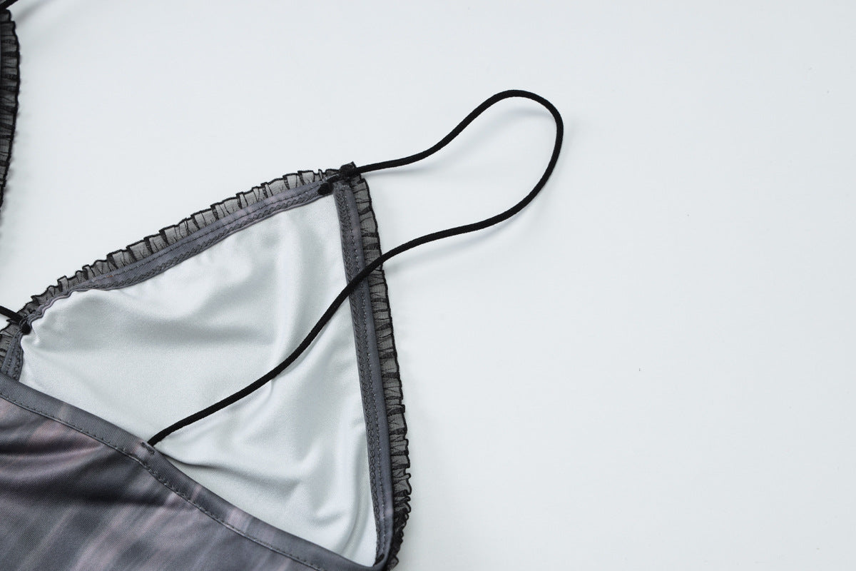 Summer Pleated Lace Hollow Sexy Sleeveless Strap Dress 14