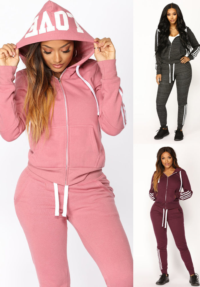 Women Long Sleeve Hoodies and Long Pants SportswearTwo Piece Set
