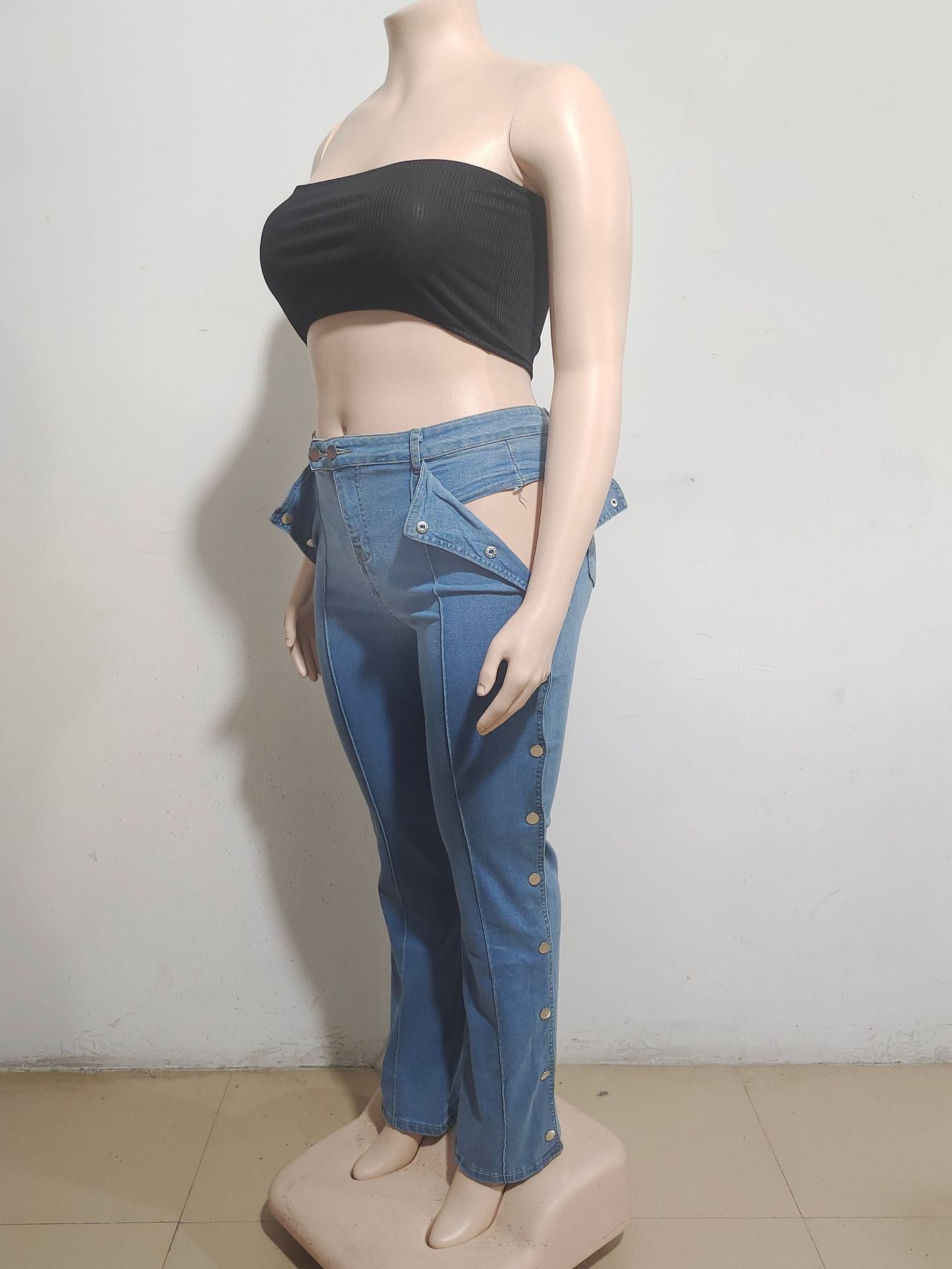 Women Button Casual Denim Pants 6