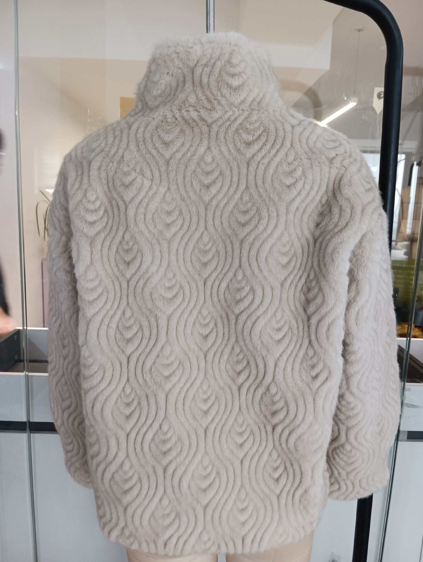 Autumn Winter Ribbed High Neck Long Sleeve Warm Women's Fur Coat Fashion Outerwear 8