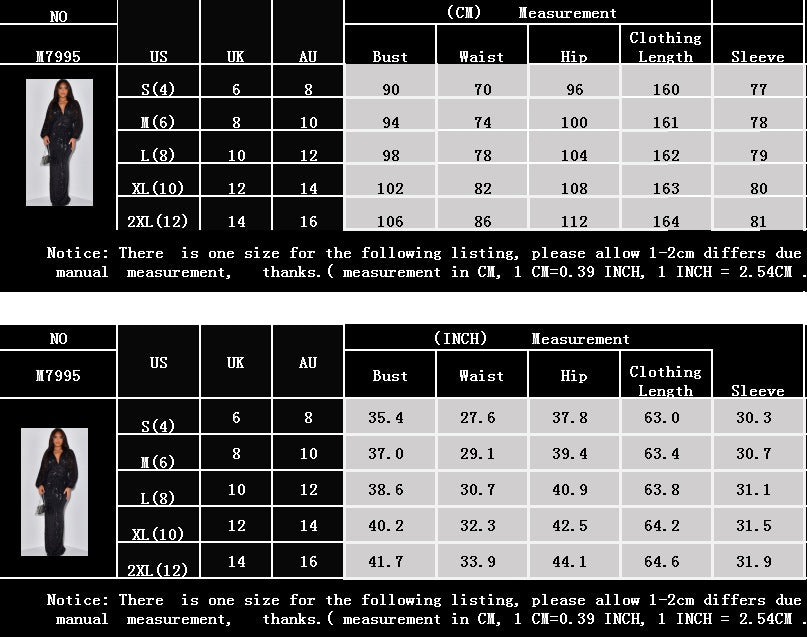 Women's Sequined Long Sleeve V-Neck Sexy Long Dress 15