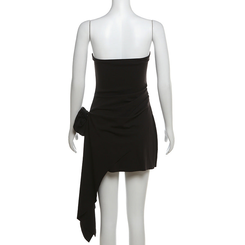 Summer Women floral Solid Backless Strapless Dress 11