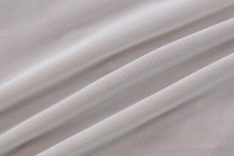 Spring Women Long Sleeve Mesh Patchwork Slash Shoulder Pleated Dress 16