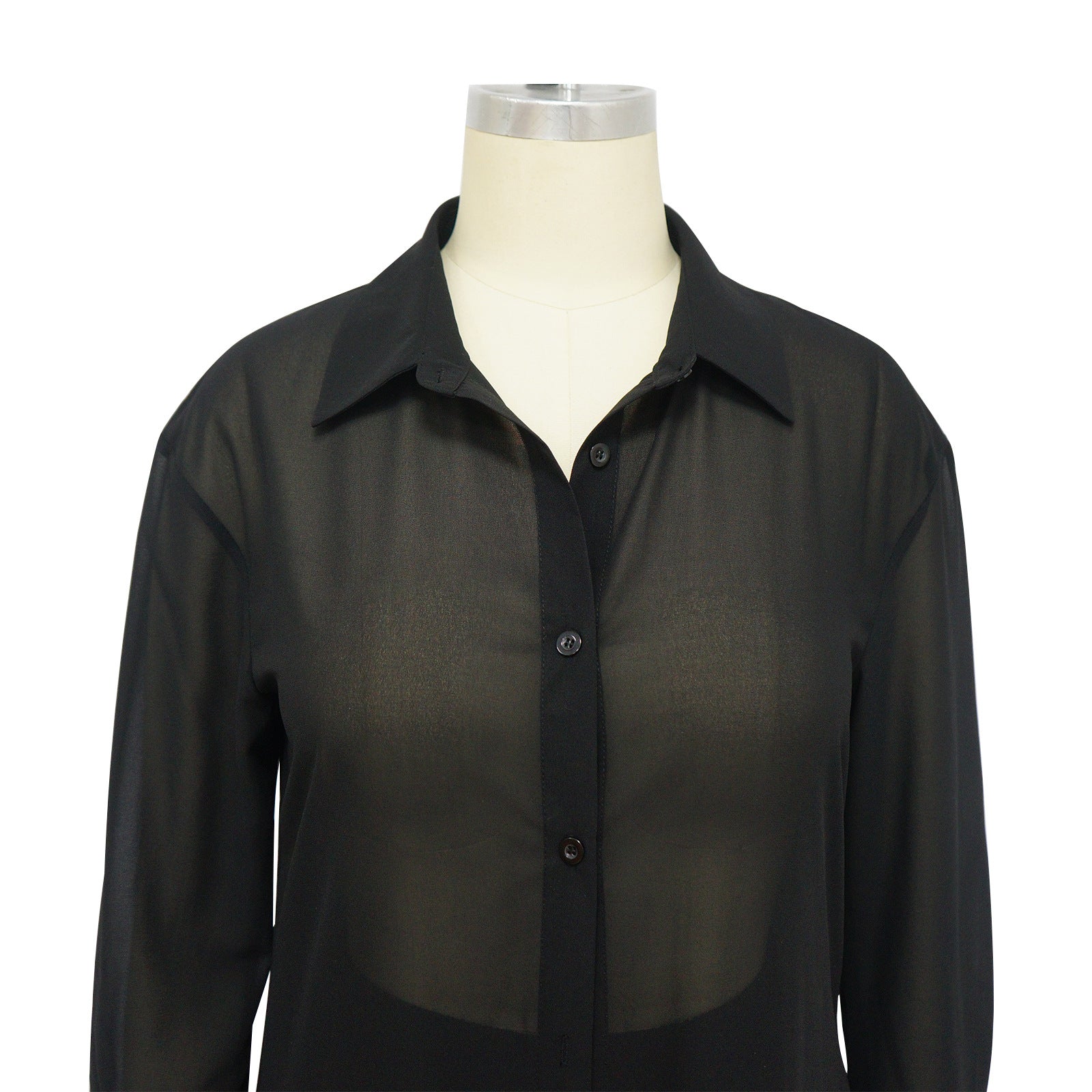 Women See-Through Solidchiffon Long Shirt and Shorts Two-Piece Set 24