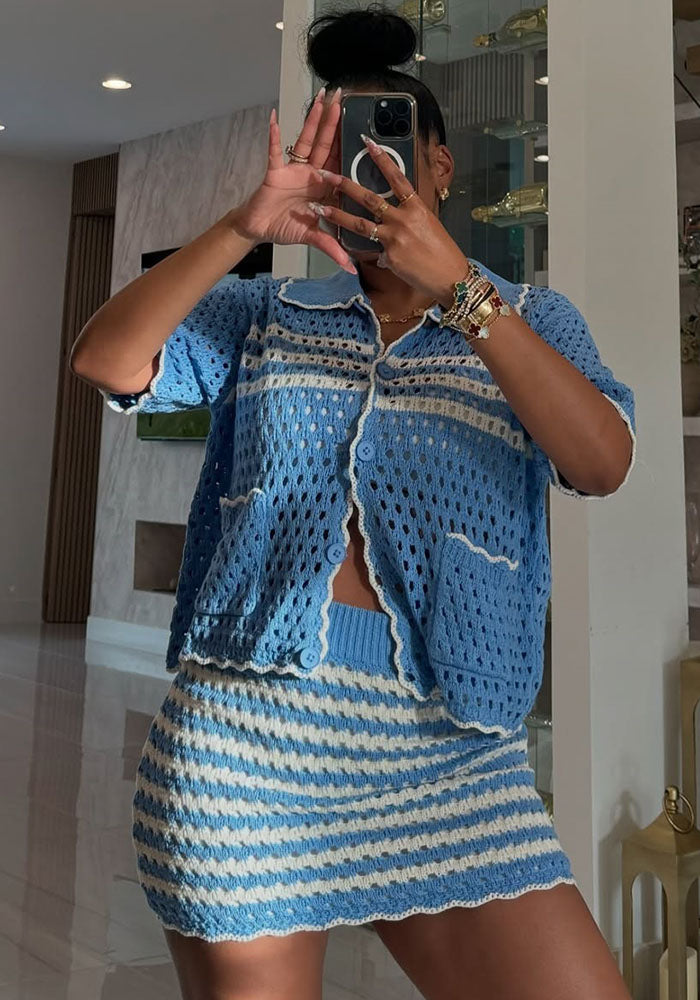 Loose Knit Blazer Cardigan Shorts Set Women’s Casual Outfit 4