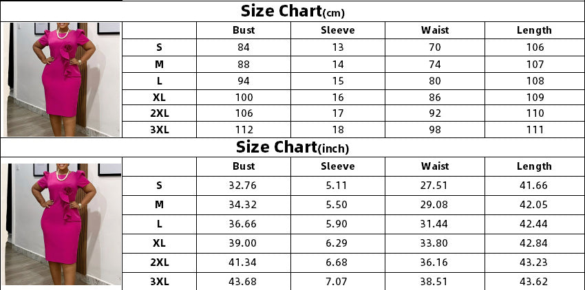 Women's fashion elegant bodycon ruffle solid color short sleeve African dress 9