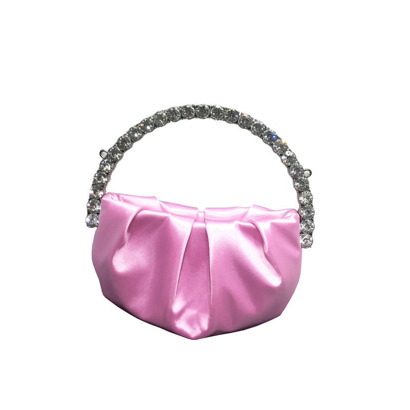 women's rhinestone clutch bag diamond pleated mini evening bag Messenger small bag 13
