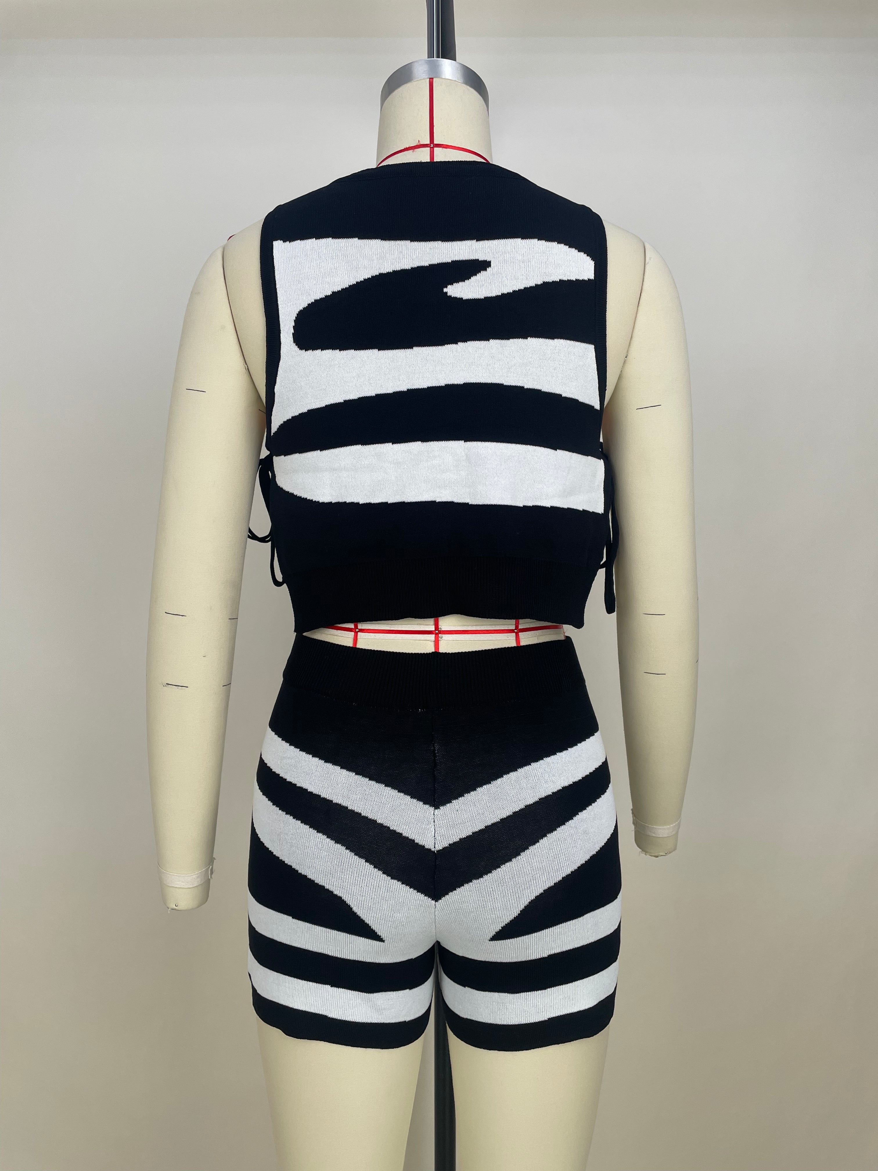 Women's Sleeveless Lace-Up Print Casual Two-Piece Set 29