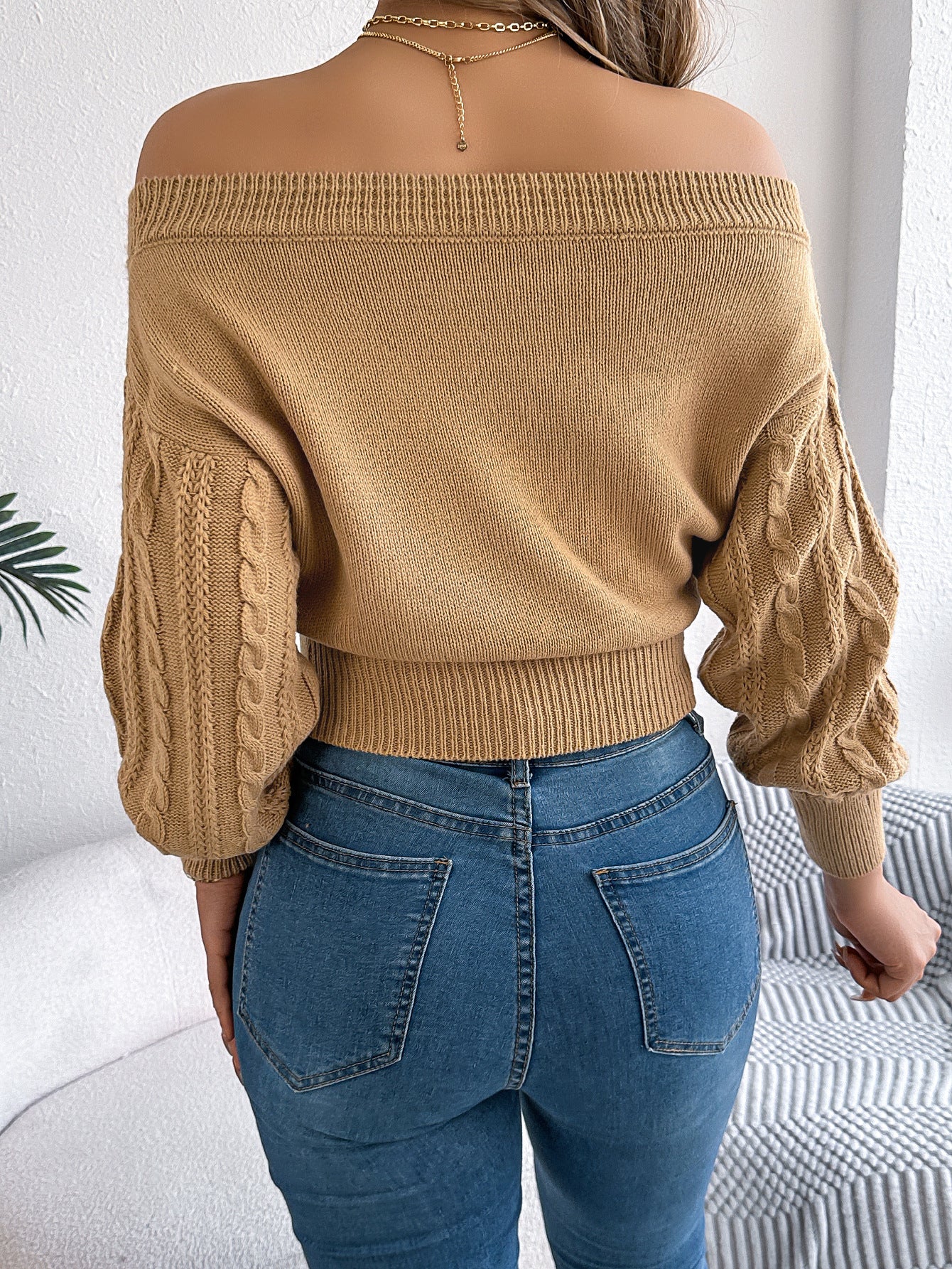 Autumn Winter Casual Solid Off Shoulder Long Sleeve Women Pullover Sweater 17